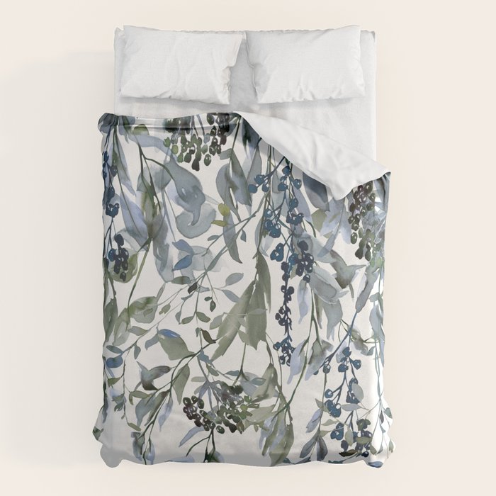 Watercolor Leaves Floral Prints Duvet Cover Gallery Image 6