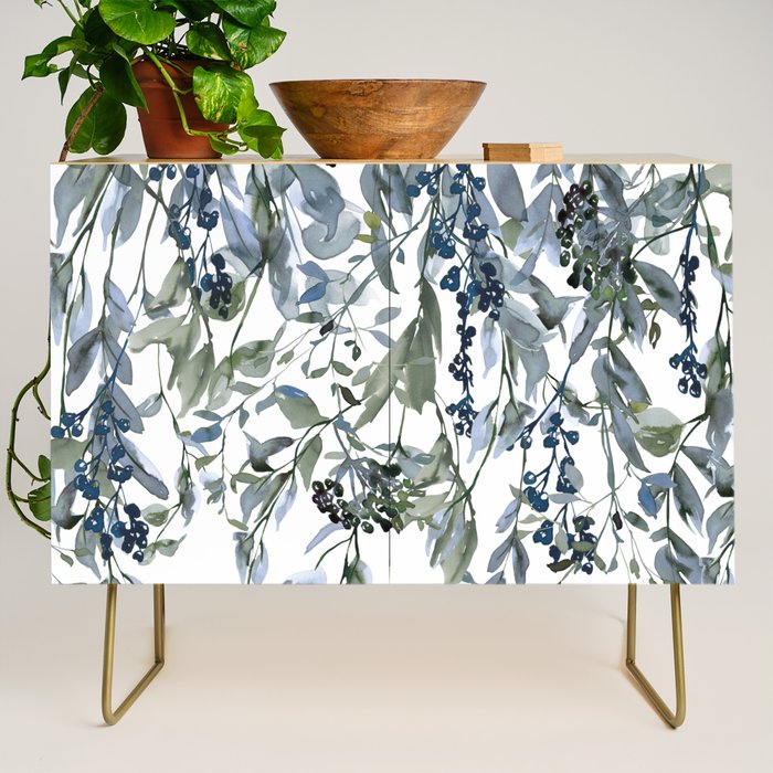 Watercolor Leaves Floral Prints Credenza Gallery Image 1
