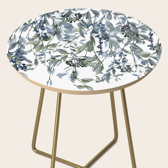 Watercolor Leaves Floral Prints Side Table Gallery Image 2