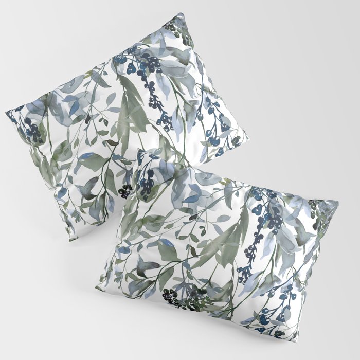 Watercolor Leaves Floral Prints Pillow Sham Gallery Image 1