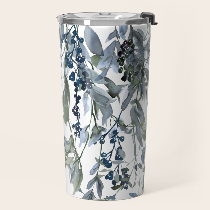 Watercolor Leaves Floral Prints Travel Mug Gallery Image 2