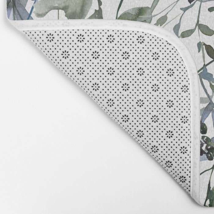 Watercolor Leaves Floral Prints Bath Mat Gallery Image 2