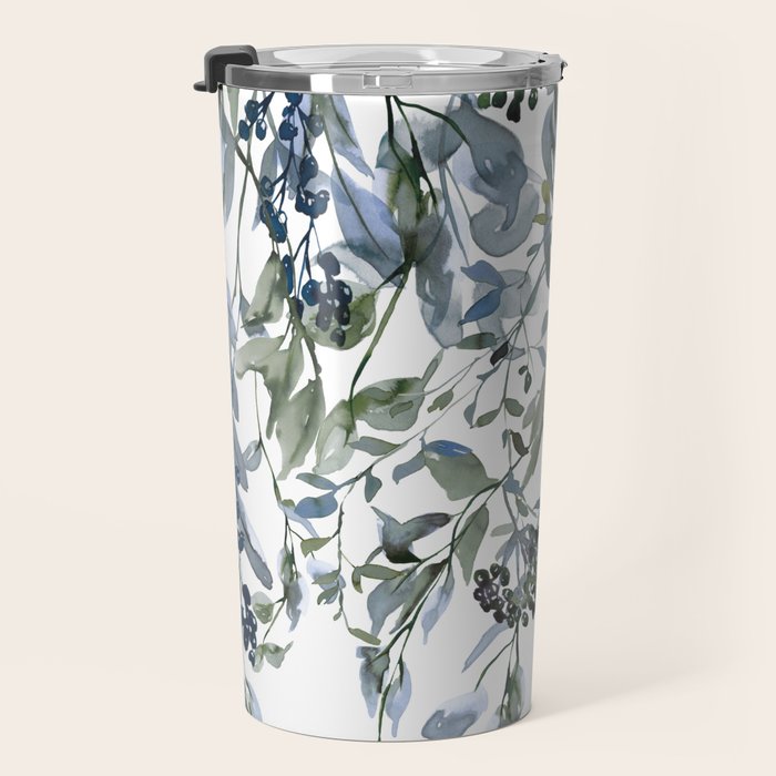 Watercolor Leaves Floral Prints Travel Mug Gallery Image 3