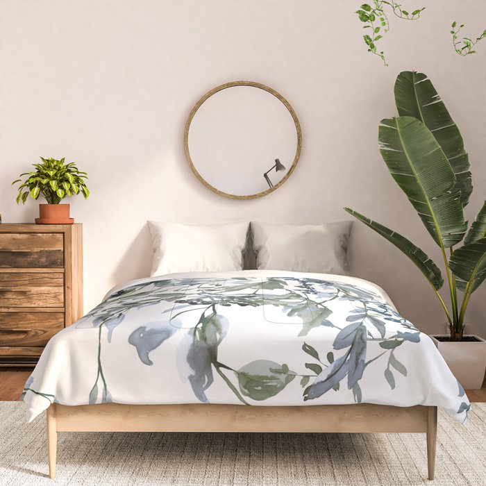 Watercolor Leaves Floral Prints Comforter Gallery Image 3