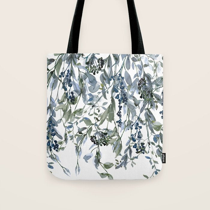 Watercolor Leaves Floral Prints Tote Bag Gallery Image 1