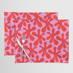 Preppy Pink and Red Amoeba Dance Bold Pop Contemporary Pattern Placemat Gallery Image 1