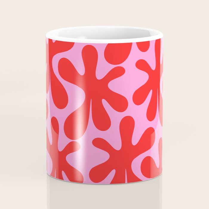 Preppy Pink and Red Amoeba Dance Bold Pop Contemporary Pattern Coffee Mug Gallery Image 4
