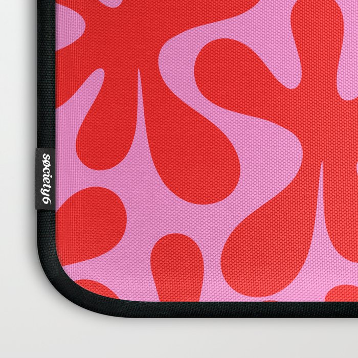 Preppy Pink and Red Amoeba Dance Bold Pop Contemporary Pattern Laptop Sleeve Gallery Image 3