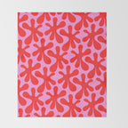 Preppy Pink and Red Amoeba Dance Bold Pop Contemporary Pattern Throw Blanket Gallery Image 2