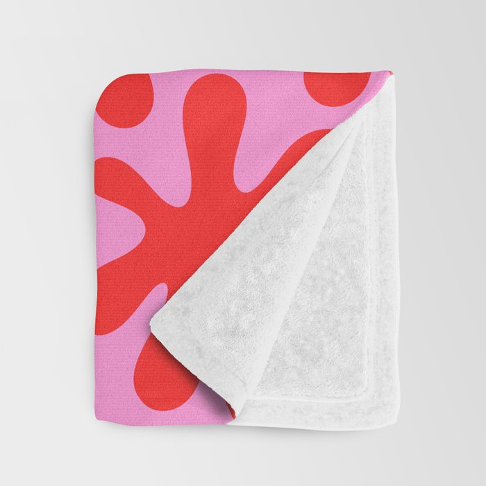 Preppy Pink and Red Amoeba Dance Bold Pop Contemporary Pattern Throw Blanket Gallery Image 3