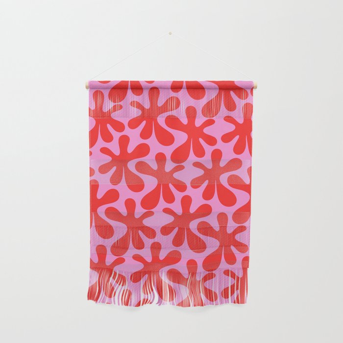 Preppy Pink and Red Amoeba Dance Bold Pop Contemporary Pattern Wall Hanging Gallery Image 1