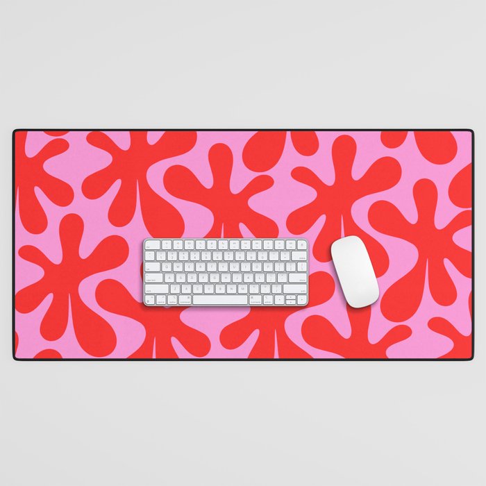 Preppy Pink and Red Amoeba Dance Bold Pop Contemporary Pattern Desk Mat Gallery Image 1