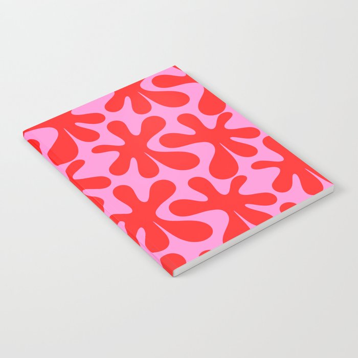 Preppy Pink and Red Amoeba Dance Bold Pop Contemporary Pattern Notebook Gallery Image 2