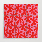 Preppy Pink and Red Amoeba Dance Bold Pop Contemporary Pattern Wood Wall Art Gallery Image 1
