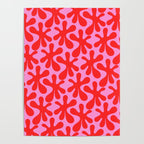 Preppy Pink and Red Amoeba Dance Bold Pop Contemporary Pattern Poster Gallery Image 4