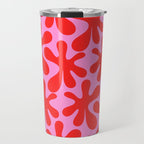 Preppy Pink and Red Amoeba Dance Bold Pop Contemporary Pattern Travel Mug Gallery Image 1