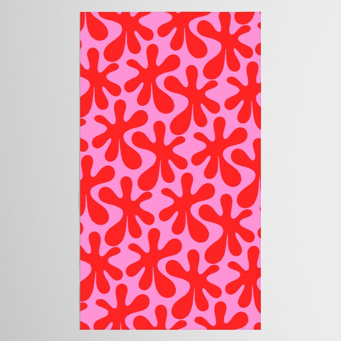 Preppy Pink and Red Amoeba Dance Bold Pop Contemporary Pattern Tablecloth Gallery Image 2