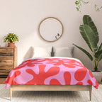 Preppy Pink and Red Amoeba Dance Bold Pop Contemporary Pattern Comforter Gallery Image 3