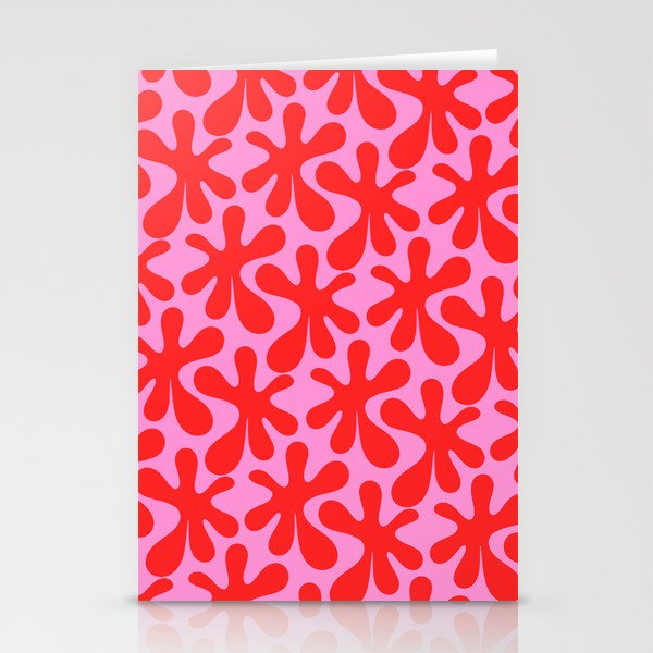 Preppy Pink and Red Amoeba Dance Bold Pop Contemporary Pattern Stationery Card Gallery Image 2