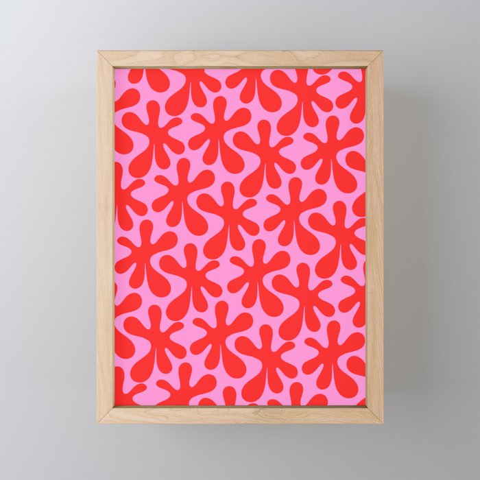 Preppy Pink and Red Amoeba Dance Bold Pop Contemporary Pattern Mini Art Print Gallery Image 1