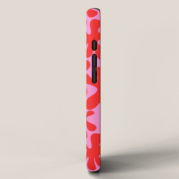 Preppy Pink and Red Amoeba Dance Bold Pop Contemporary Pattern iPhone Case Gallery Image 2
