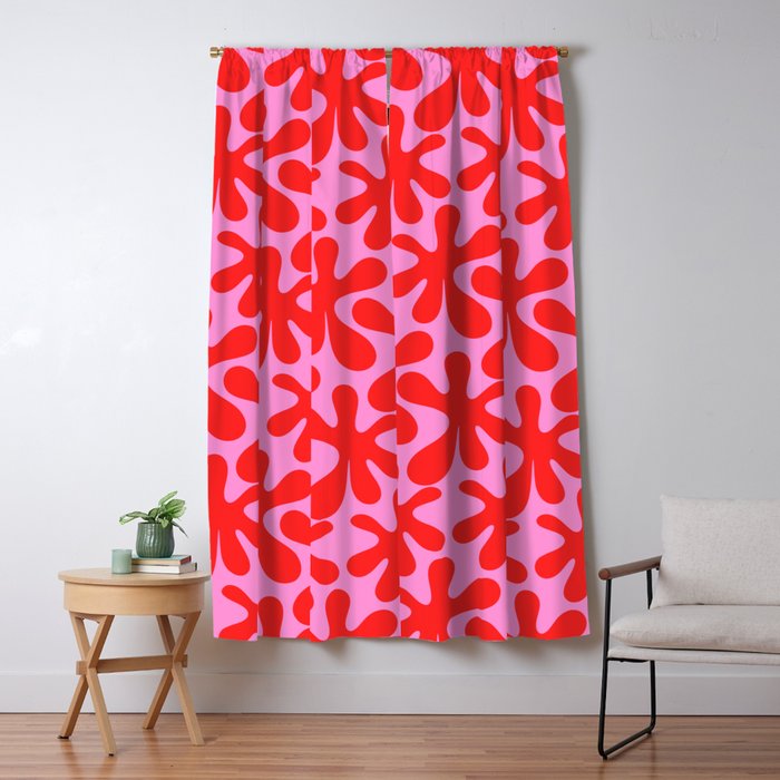 Preppy Pink and Red Amoeba Dance Bold Pop Contemporary Pattern Window Curtain Gallery Image 1