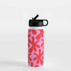 Preppy Pink and Red Amoeba Dance Bold Pop Contemporary Pattern Water Bottle Gallery Image 1