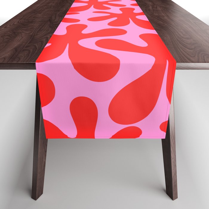 Preppy Pink and Red Amoeba Dance Bold Pop Contemporary Pattern Table Runner Gallery Image 1