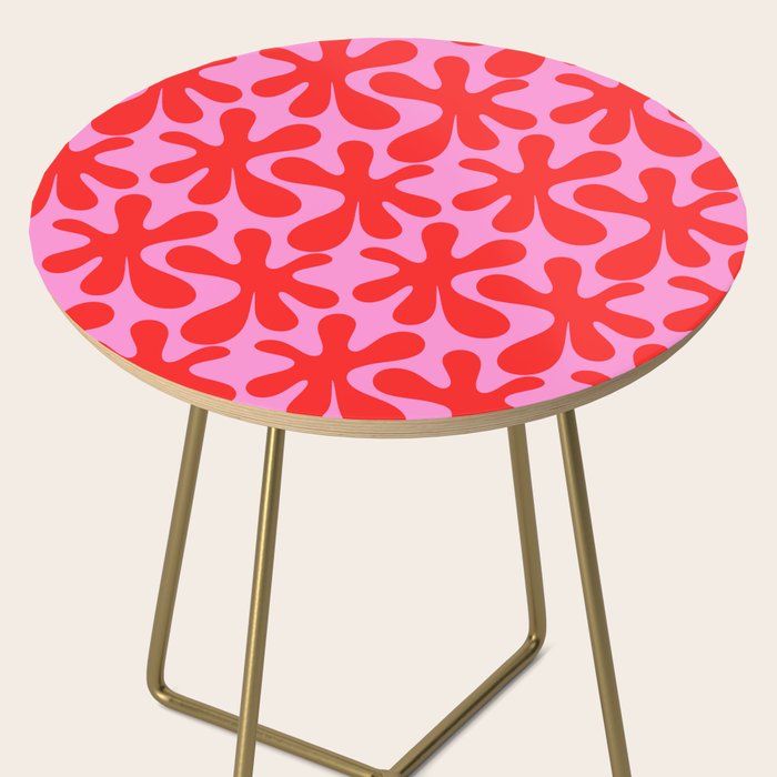 Preppy Pink and Red Amoeba Dance Bold Pop Contemporary Pattern Side Table Gallery Image 2