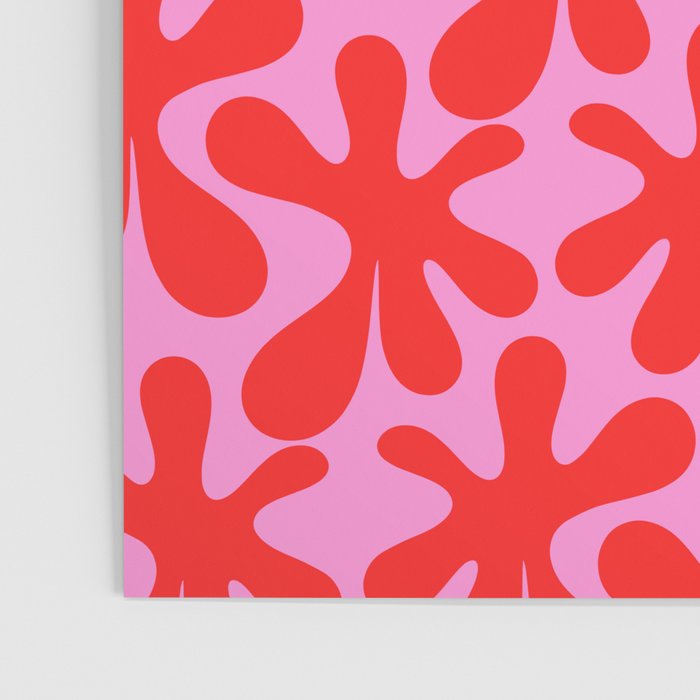 Preppy Pink and Red Amoeba Dance Bold Pop Contemporary Pattern Poster Gallery Image 3