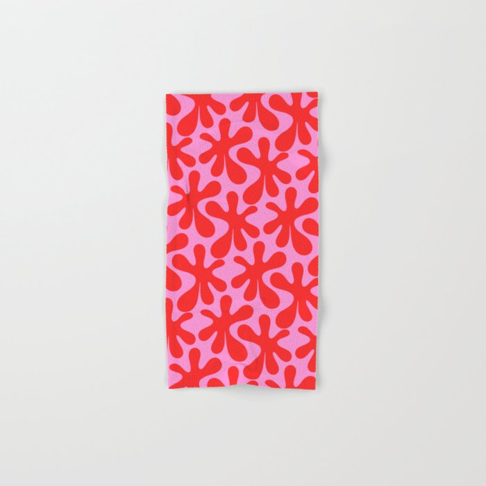 Preppy Pink and Red Amoeba Dance Bold Pop Contemporary Pattern Bath Towel Gallery Image 1