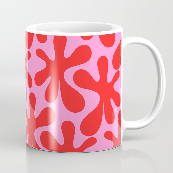 Preppy Pink and Red Amoeba Dance Bold Pop Contemporary Pattern Coffee Mug Gallery Image 1