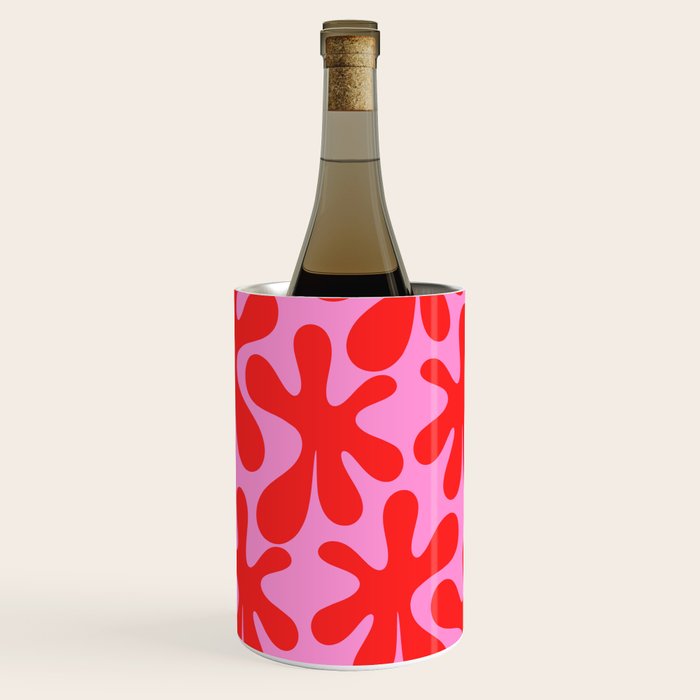 Preppy Pink and Red Amoeba Dance Bold Pop Contemporary Pattern Wine Chiller Gallery Image 1