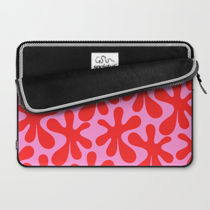 Preppy Pink and Red Amoeba Dance Bold Pop Contemporary Pattern Laptop Sleeve Gallery Image 2