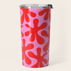 Preppy Pink and Red Amoeba Dance Bold Pop Contemporary Pattern Travel Mug Gallery Image 2