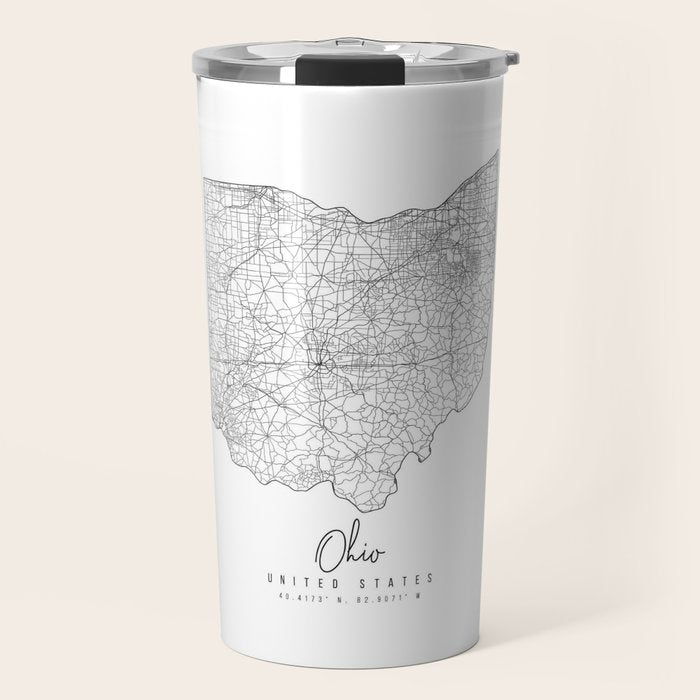 Ohio Minimal Street Map Travel Mug Gallery Image 1