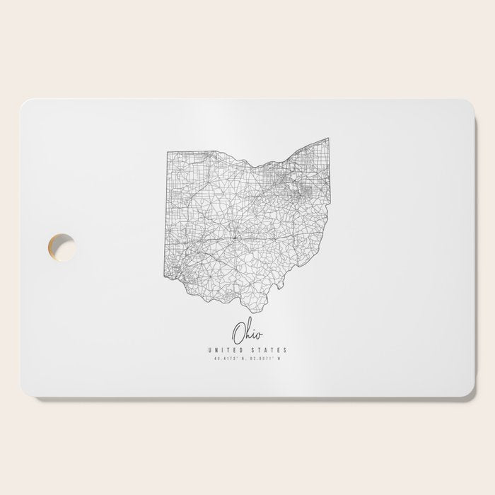 Ohio Minimal Street Map Cutting Board Gallery Image 1