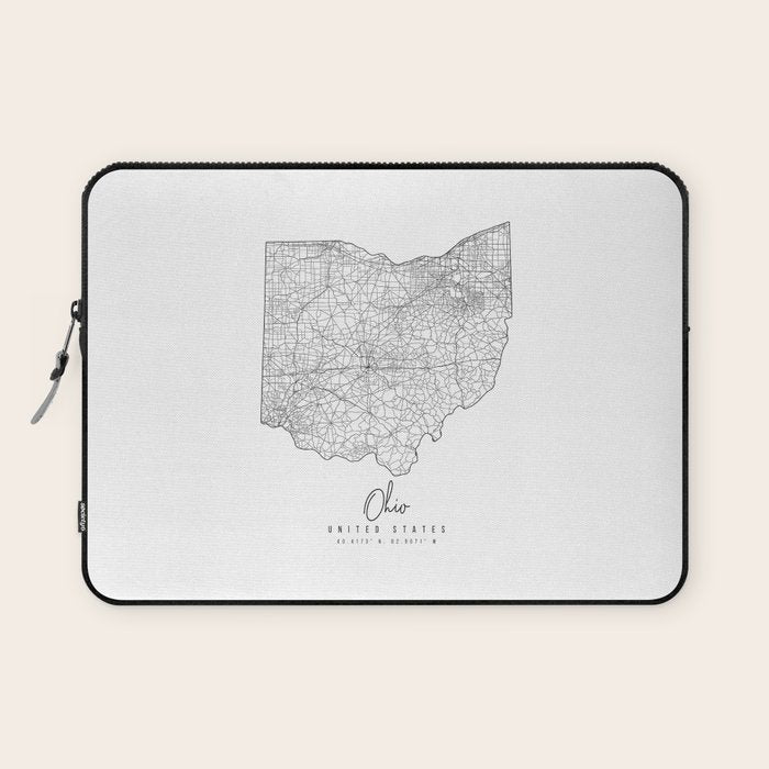 Ohio Minimal Street Map Laptop Sleeve Gallery Image 1