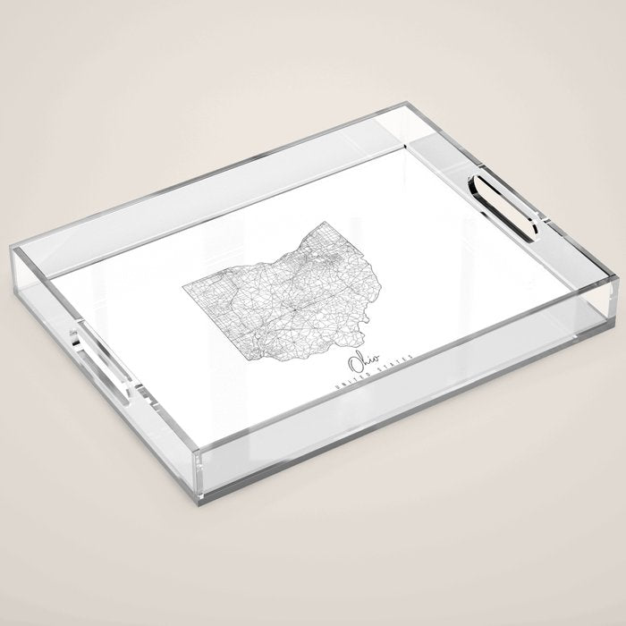 Ohio Minimal Street Map Acrylic Tray Gallery Image 1