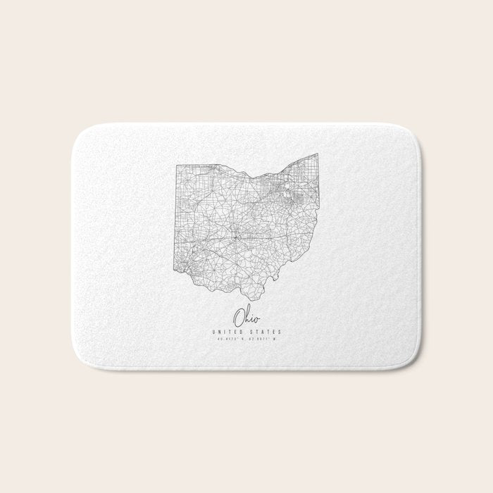 Ohio Minimal Street Map Bath Mat Gallery Image 1