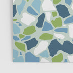Terrazzo Mosaic Pattern, Teal Blue, Green, White Poster Gallery Image 3