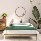Jumbo Forest Green and White Rustic Horizontal Cabana Stripes Comforter Gallery Image 3