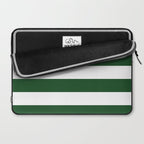 Jumbo Forest Green and White Rustic Horizontal Cabana Stripes Laptop Sleeve Gallery Image 2