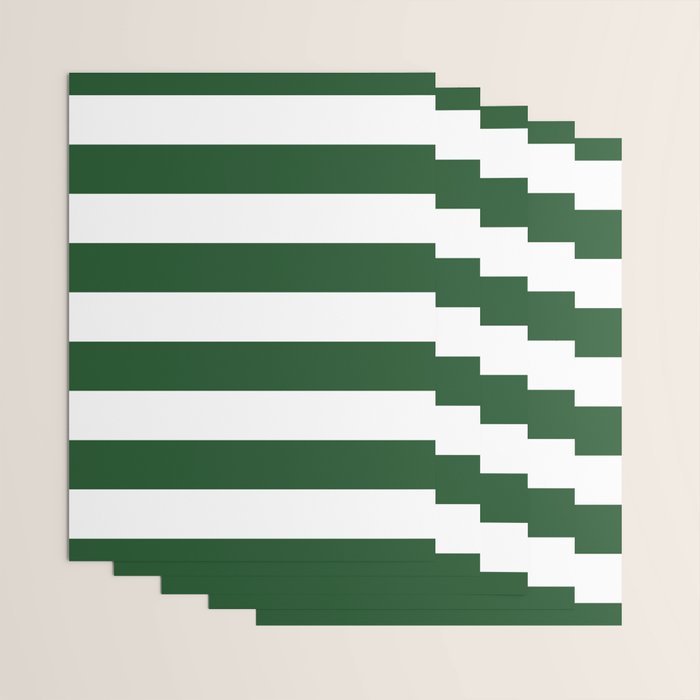 Jumbo Forest Green and White Rustic Horizontal Cabana Stripes Wrapping Paper Gallery Image 3