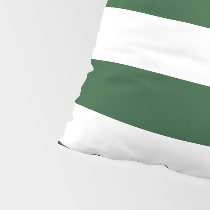 Jumbo Forest Green and White Rustic Horizontal Cabana Stripes Pillow Sham Gallery Image 4