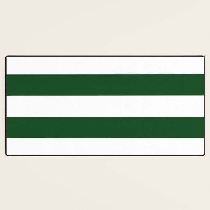 Jumbo Forest Green and White Rustic Horizontal Cabana Stripes Desk Mat Gallery Image 3