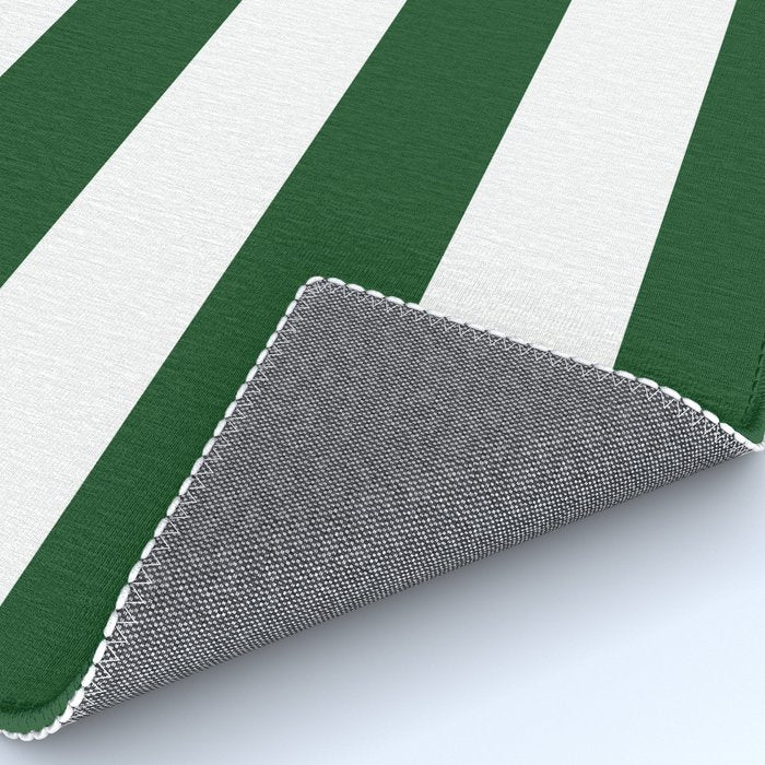 Jumbo Forest Green and White Rustic Horizontal Cabana Stripes Rug Gallery Image 4