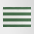 Jumbo Forest Green and White Rustic Horizontal Cabana Stripes Rug Gallery Image 2