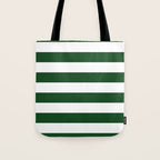 Jumbo Forest Green and White Rustic Horizontal Cabana Stripes Tote Bag Gallery Image 1