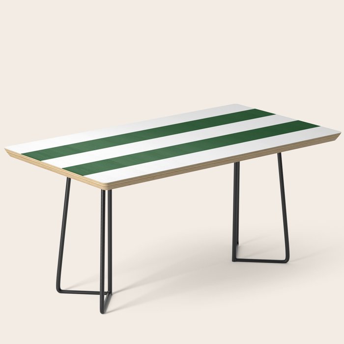 Jumbo Forest Green and White Rustic Horizontal Cabana Stripes Coffee Table Gallery Image 1